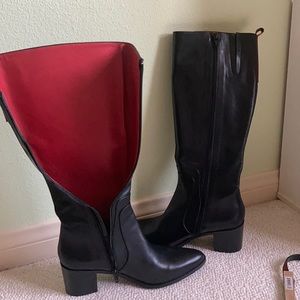 Shoe shop black heeled boots with zipper
